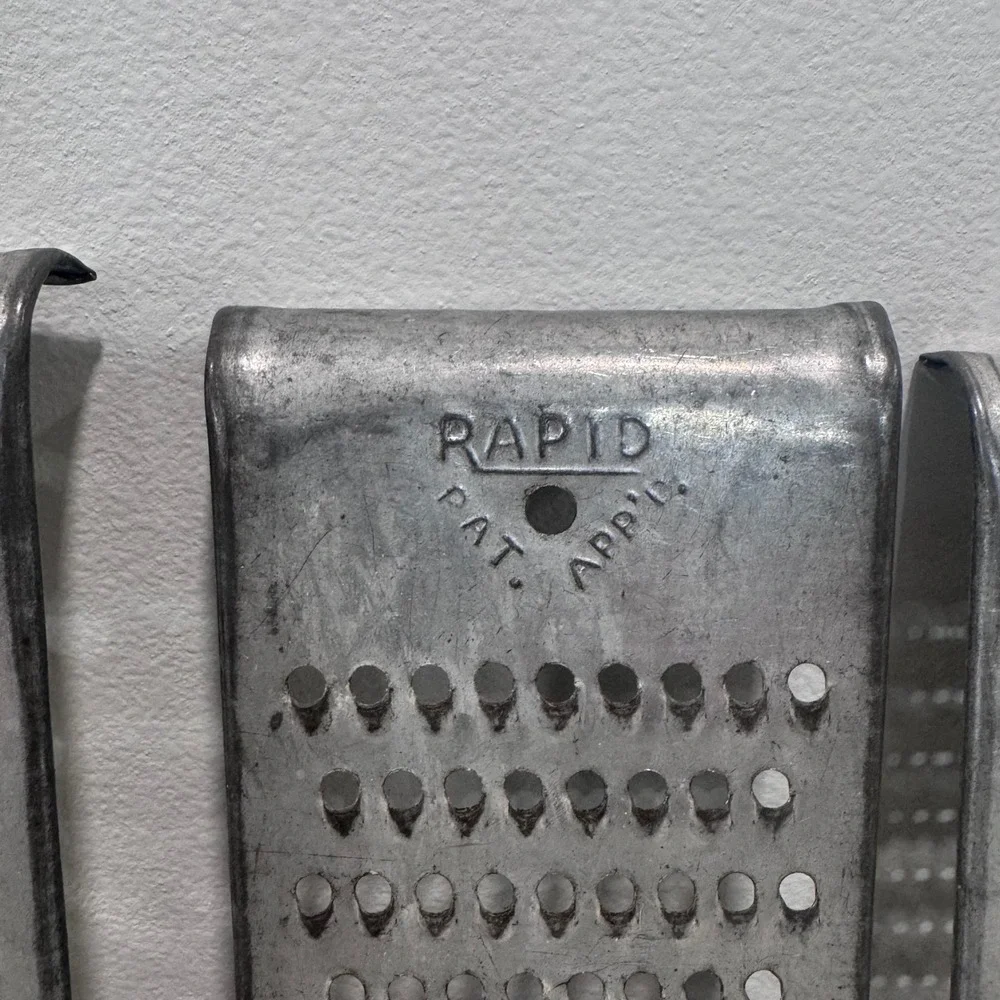 Vintage Rapid Metal Hand Grater Set of 3 Coarse Medium Fine Shredder Farmhouse